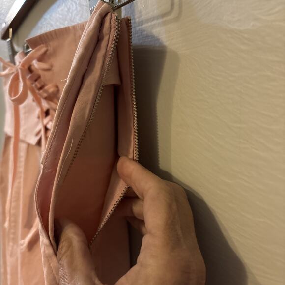 SEA New York Midi A-Line Skirt Size 2 NWOT Pink Pockets Lace Up Corset Like - Picture 4 of 11